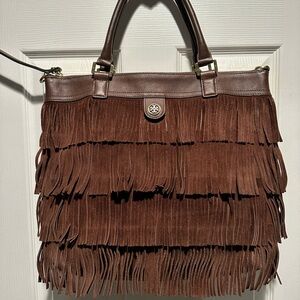 Tory Burch Brown Leather and Fringe Tote Bag